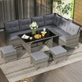 thumbnail image 1 of Costway 7 PCS Patio Dining Furniture Set PE Rattan Sectional Sofa Set with Soft Cushions Gray, 1 of 10