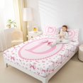 thumbnail image 3 of Manfei Pink Heart Bow Queen Sheet Sets For Girls,Letter D Personalized Initial Bed Set For Kids,4-Piece, 3 of 6
