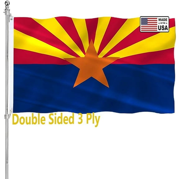 Arizona Flag 3x5 Double Sided Outdoor State Flags Heavy Duty 3 Ply with Durable Canvas Header and Brass Grommets Vivid Colors