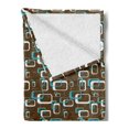 thumbnail image 2 of Geometric Soft Flannel Fleece Throw Blanket, Retro Inspired Grunge Style Funky Image in Repetitive Pattern, Cozy Plush for Indoor and Outdoor Use, 50" x 70", Dark Cocoa Sky Blue, by Ambesonne, 2 of 5