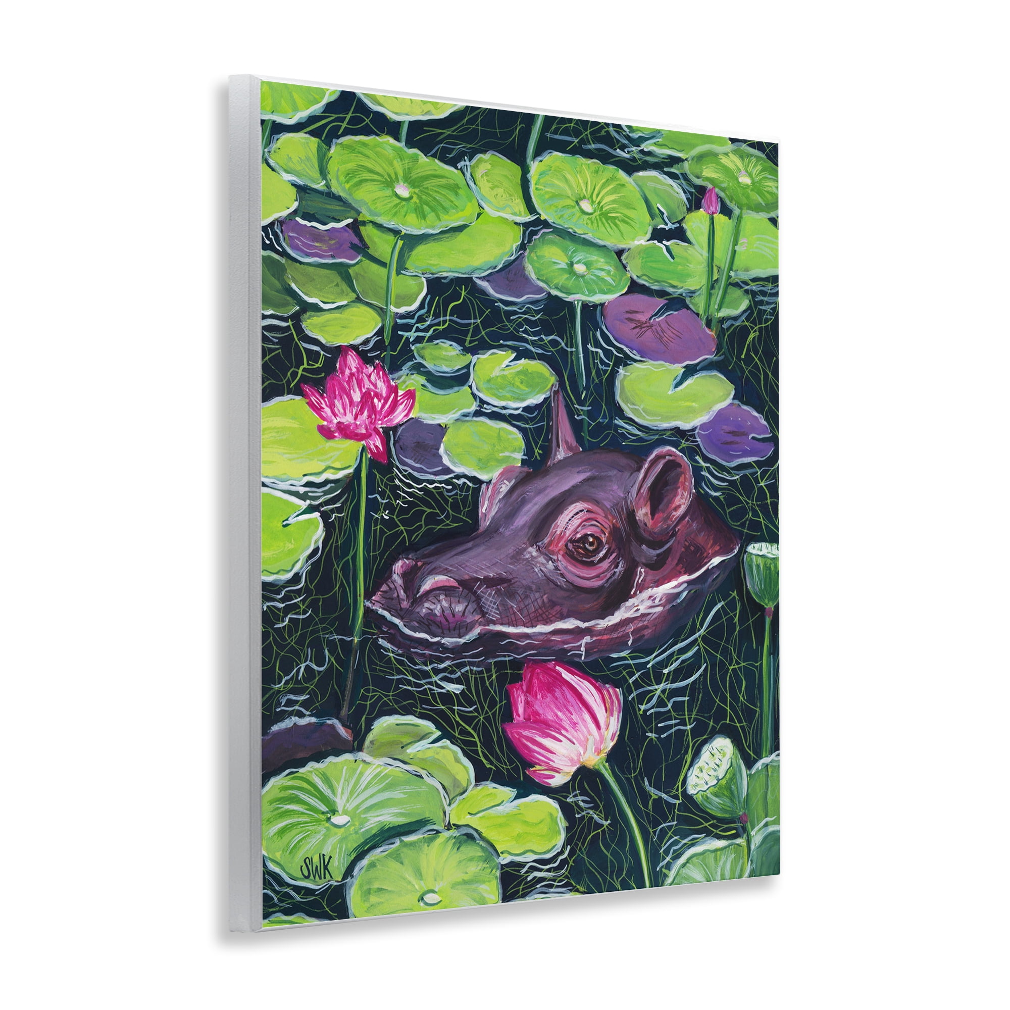 Stupell Industries Hippo & Blossoms Pond Wall Plaque Art, design by Sarah Waldron Kimball