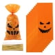 thumbnail image 1 of Nvzi Bolsas de dulces de Halloween, 150 bolsas de celofán para golosinas de Halloween, bolsas de regalo de golosinas de celofán de Halloween con lazos giratorios (naranja), 1 of 1