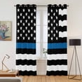 thumbnail image 2 of Blue White American Police Flag Kitchen Curtains 84 Inch Length, Honoring Law Enforcement Officers Grommet Top Bedroom Living Room Curtains, Light Filtering Cafe Curtain Drapes 2 Panels Set 84''x84'', 2 of 9