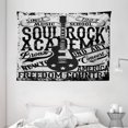 thumbnail image 1 of Retro Tapestry, "Soul Rock Academy" Theme Music School Electric Guitar Freedom Poster Like Image, Wall Hanging for Bedroom Living Room Dorm Decor, 80W X 60L Inches, Beige and Black, by Ambesonne, 1 of 2