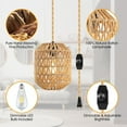 thumbnail image 4 of Plug In Pendant Light, 15FT Hemp Rope Cord,Hanging Lights With Plug In Cord Dimmable Rattan Hanging Lamp Wicker Woven Basket Lampshade, Industrial Plug In Ceiling Light Fixture For Kitchen (brown), 4 of 7