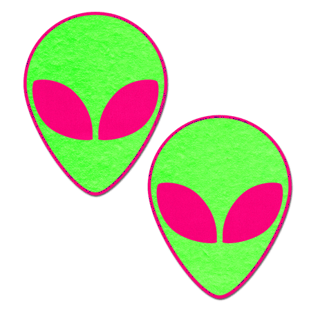 Alien: Neon/Glowing Green Alien on Neon Pink Nipple Pasties by Pastease®
