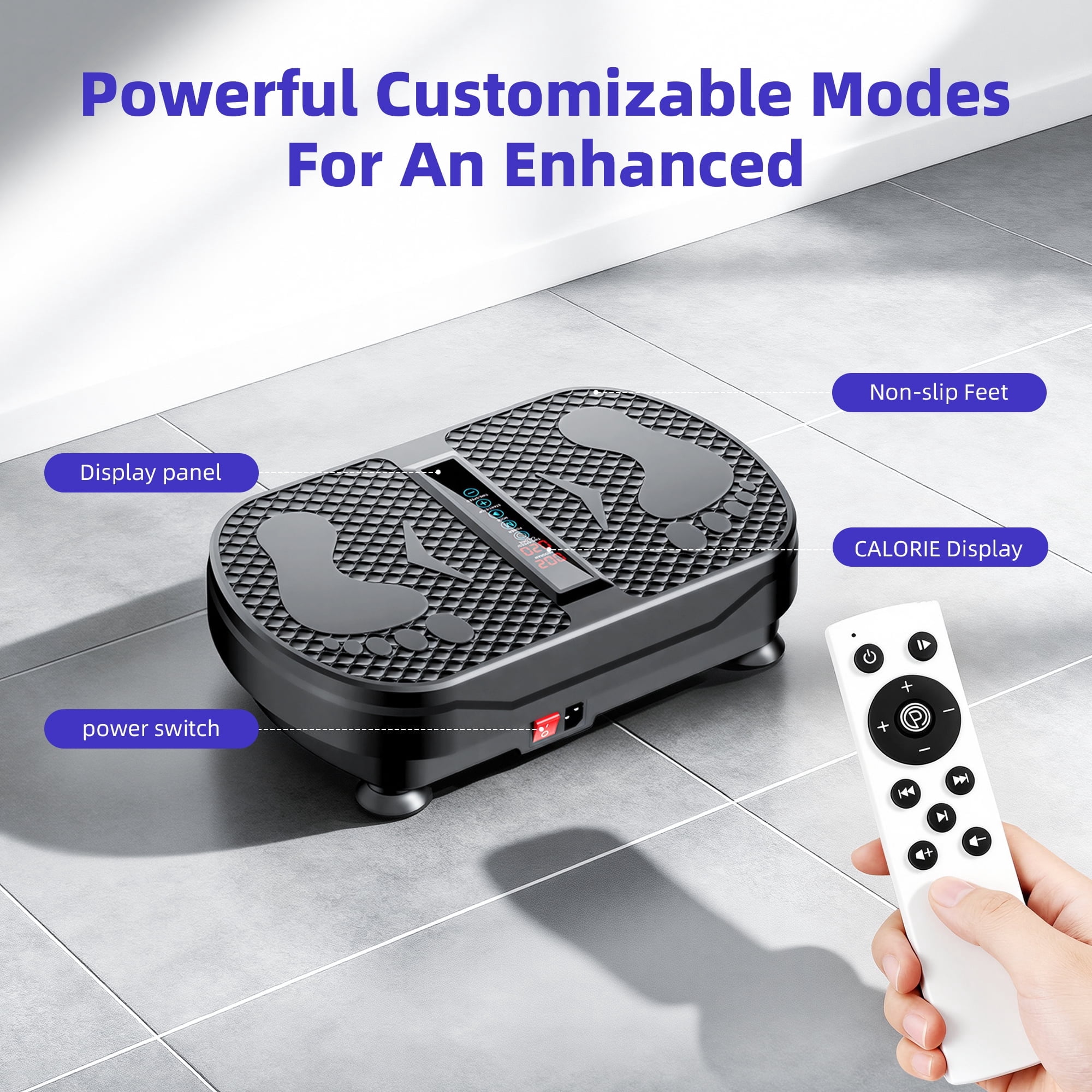 Airfind Vibration Plate Exercise Machine for Lymphatic Drainage, Full Body Workout Vibration Platform with Bluetooth Speaker,2 Loops and 5 Resistance Bands for Home Exercise Gym,450lb Capacity,Black