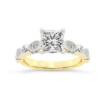 IGI Certified 1 Carat Princess Shape Lab Grown Diamond Engagement Ring | 14K Yellow Gold | Larisa Side Stone Diamond Ring | FG-VS1-VS2 Quality Friendly Diamonds