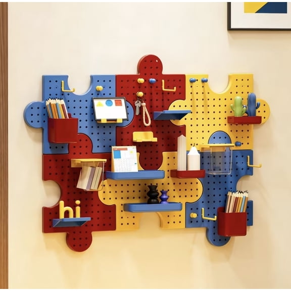 YIMWNYI Wall Storage Rack, No Drilling Required, Modular Design, Space Saving, Ideal for Entryways and Living Rooms, Easy Installation, Plastic Pegboard Organizer