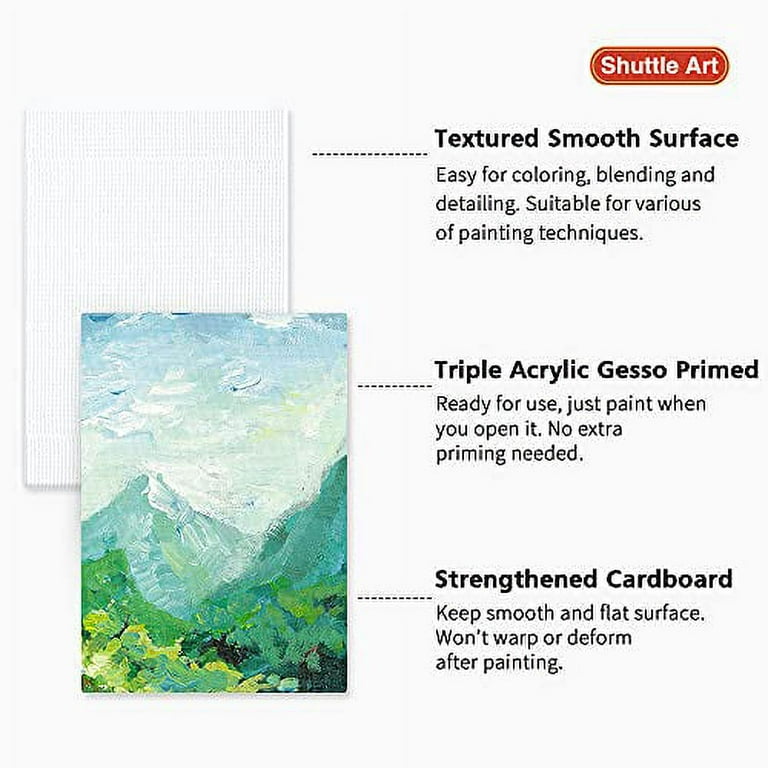 Shuttle Art Painting Canvas Panels 36 Pack 5x7 8x10in (18 of Each) 100% Cotton Primed White Canvas Boards for Painting Blank Canvases for Kids Adults