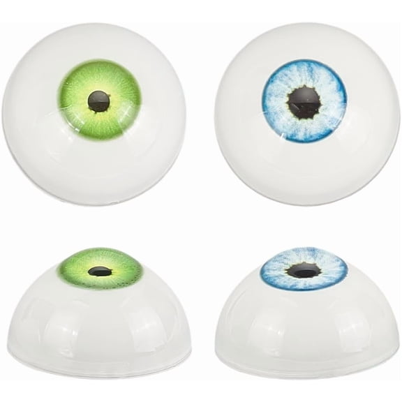 PH 4pcs Realistic Eyes 32mm Scary Eyeballs Acrylic Craft Eyes Half Round Human Eyes Large Eyeballs for Party Decoration Art Sculptures Props Puppets Jewelry Making Blue and Green colorful DIY