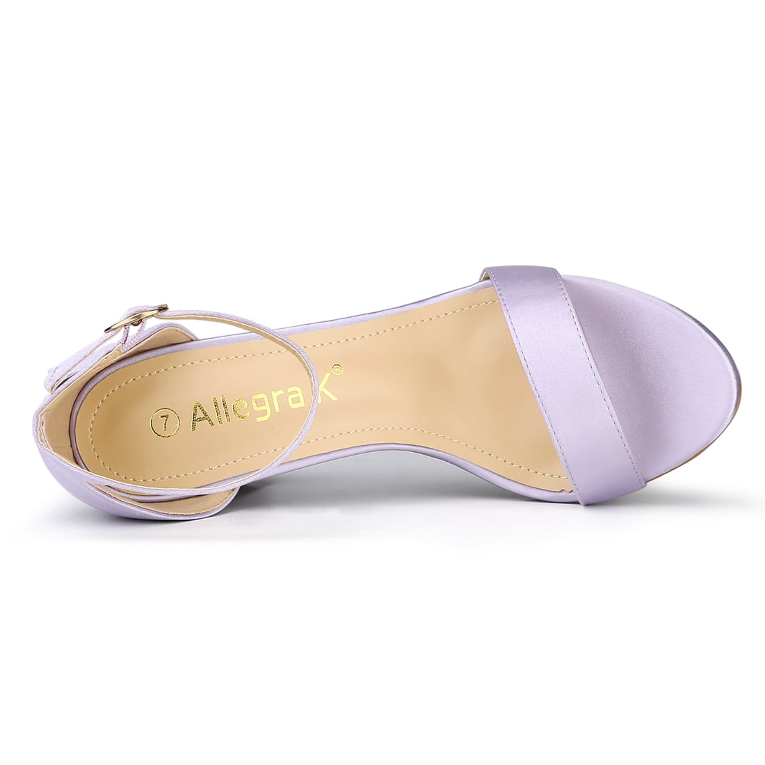 DARING DIVA Women's Satin Ankle Strap Chunky Heels Purple 5.5
