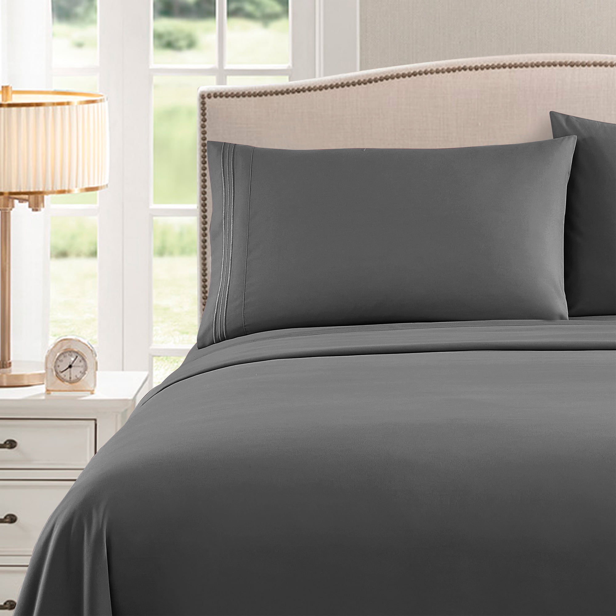 Sweet Home Collection 1500 Series Bed Sheets - Extra Soft Microfiber Deep Pocket Sheet Set - Gray, Full