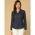thumbnail image 2 of DARING DIVA Stand Collar Metallic Dots Stars Blouse Top 3XL Dark Blue, 2 of 6