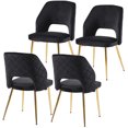 thumbnail image 2 of 4pcs Velvet Upholstered Dining Chairs with Gold Metal Legs and Hollow Back, Modern Accent Parsons Diner Chair with Metal Legs and Padded Seat, Suitable for Dining Room, Office, Restaurant, Black, 2 of 6