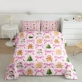 thumbnail image 2 of Manfei Pink Bowknot Bowtie Bedding Comforter Set,Cartoon Xmas Snowmen Twin Comforter Sets,Christmas Gingerbread Man Bedding Set For Child,Super Cozy Room Decor Reversible,2-Piece, 2 of 8