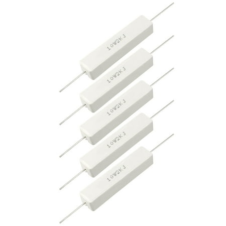 - 10W 2k Ohm Power Resistor Ceramic Cement Resistor Axial 5 Pcs White