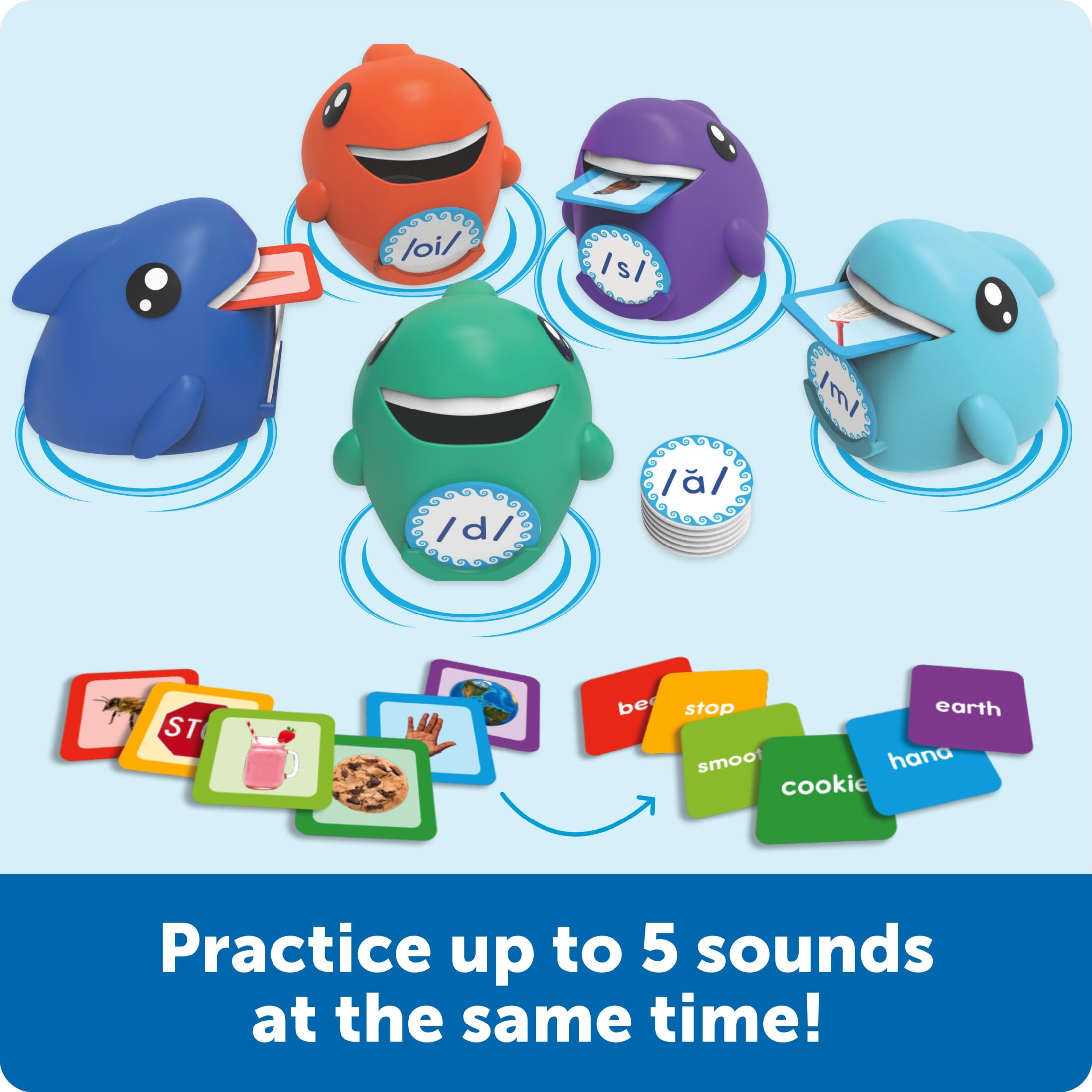Learning Resources Say-a-Sound Sorting Sharks, Preschool Learning Activities, ABC Flash Cards, Speech Therapy Toys, Ages 3+, 225 Pieces