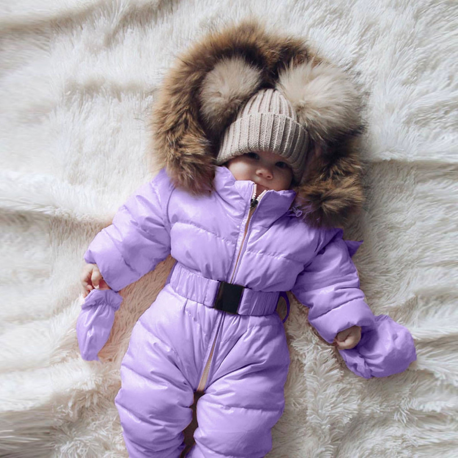 FAOWME Outerwear Romper Coat Warm Baby Jacket Snowsuit Girls Hooded Jumpsuit Onesie Girls Coat Jacket 18-24 Months
