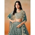 thumbnail image 3 of Traditional Style Ready to Wear Embroidery Woked For Special Occasion Lehenga Choli With Net Dupatta ( Teal Blue, XL - 44 ), 3 of 6