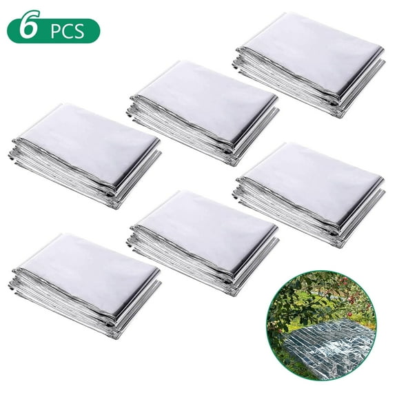 Tripumer 6 Pcs Reflective Mylar Film 83x52 Inch Greenhouse Cover for Plants Grow Room Camping Survival