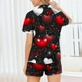 thumbnail image 4 of Valentine's Pajamas for Women Heart Printed Casual Lapel Button Short Sleeve Blouse And Short Pants Pajama Sets, 4 of 8