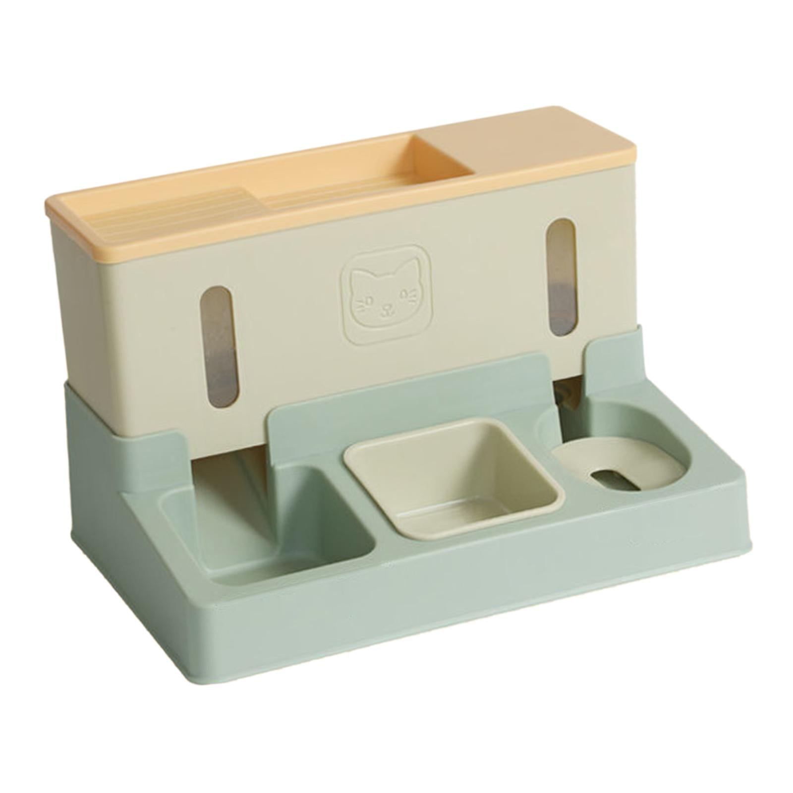 Automatic Cat Feeder Feeding Station with Transparent Window Durable Portable Dog Food Dispenser for Kitten Rabbits Puppy Small Animals Dogs Green