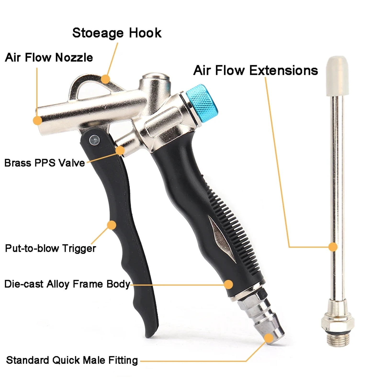 1/2pcs Adjustable Air Dust Gun Handheld 2-Way Air Blow Gun Cleaning and Dust Removal Pneumatic Tool - Multi-Purpose Tool