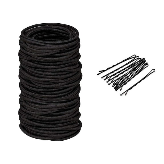 Up to 65% Black Elastic Hair Bands 120 pcs Hair Ties for Thick and Curly No Metal Hair Hair Clips for women-beautiful0721