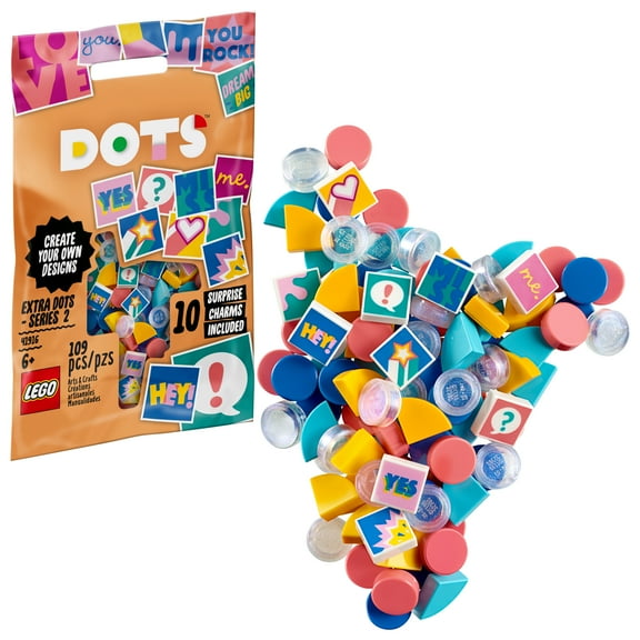 LEGO DOTS Extra DOTS - Series 2 41916 DIY Arts and Crafts Decorations Bracelet Making Kit Building Toy for Kids Ages 6  (109 Pieces)