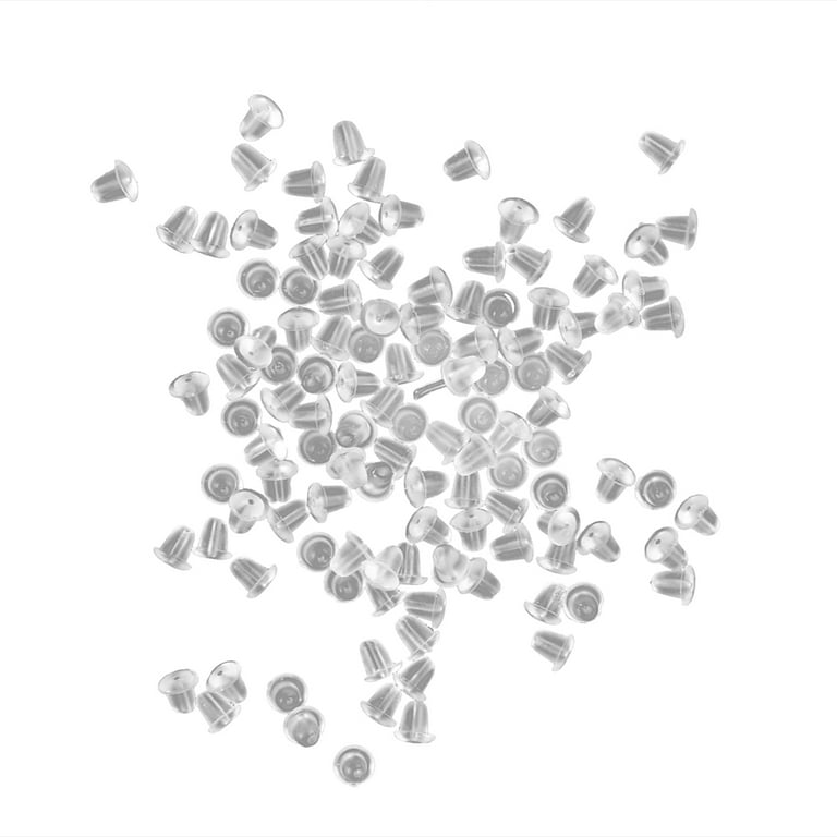 rygai 100Pcs Clear Soft Plastic Earring Findings Back Stoppers