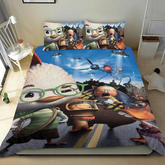 Chicken Little Themed Bed Sheet Set Three Piece Set 53x79 Inches Comfortable And Skin Friendly Unique Design Creating A Star Studded Night Home Decor Gifts For Family Friends fans