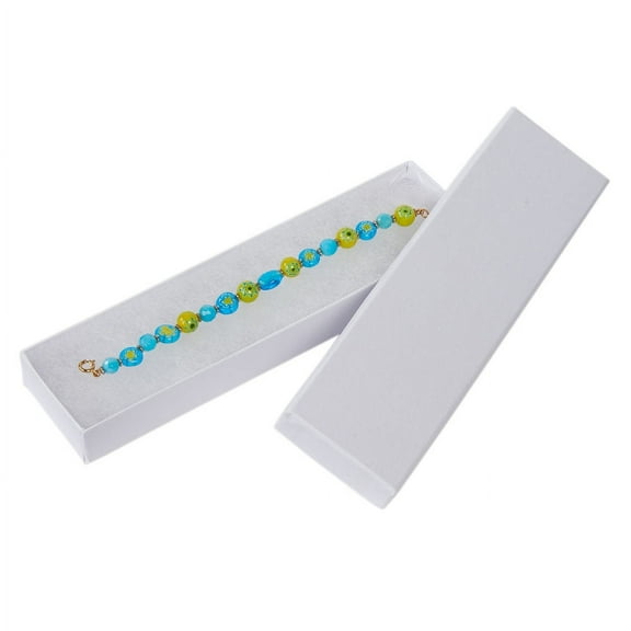 White Embossed Cotton Filled Jewelry Boxes - Case of 100