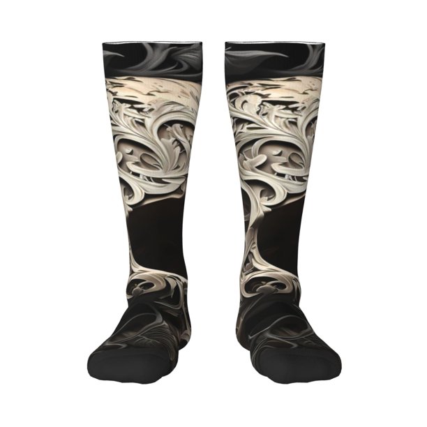 Balery Vintage Pattern Flower Skull Calcetines novedosos Calcetines deportivos Calcetines hasta la rodilla Calcetines de algodón Calcetines originales y geniales