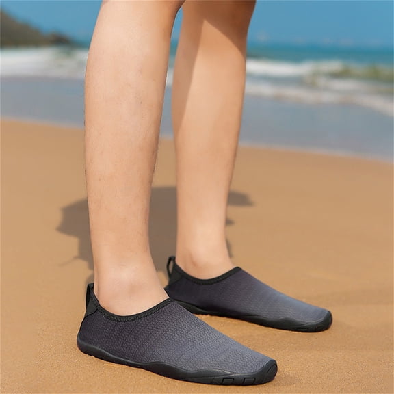 Domuza Men Women Casual Lightweight Quick Drying Aqua Shoes for Beach Diving Water Sport Black 11.5(EU-46)