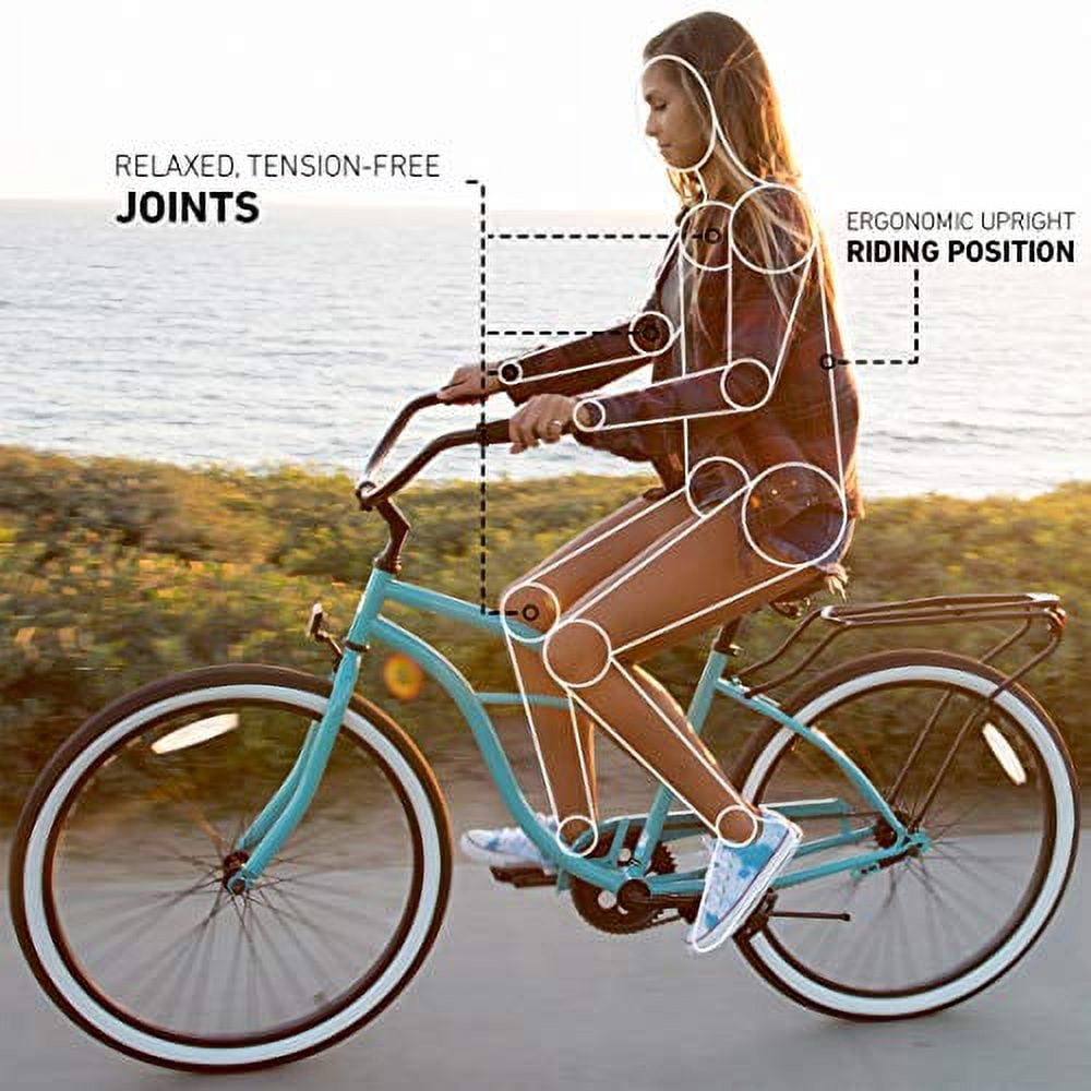 sixthreezero Around the Block Women's 26" 3-Speed Beach Cruiser Bicycle with Rear Rack