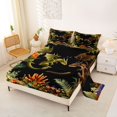 thumbnail image 2 of Metsweet Gothic Dragon King Sheets 4pcs, Chic Flowers Bedding, Green Brown Orange,1 Fitted Sheet, 1 Flat Sheet and 2 Pillowcases, 2 of 5