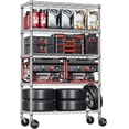 thumbnail image 1 of M MZG Unidad de Estantería de Almacenamiento de 5 Niveles con Ruedas, Organizador de Rejilla de Alambre de Acero Ajustable y Resistente (Cromo, 17.7" D x 47.2" W x 76.7" H, Capacidad de 1750 lbs) par, 1 of 8