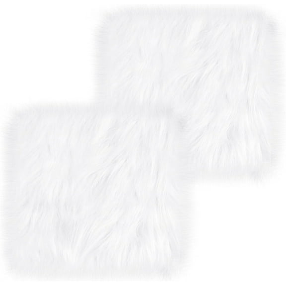 MODANU 2Pcs School Locker Rugs, 12'' x 12'' Square Soft Fluffy Lockers Carpet Locker Decorations for Girls Back to School Stuff, Tabletop Photography, Jewelry, Nail Art, Home Decor(White)