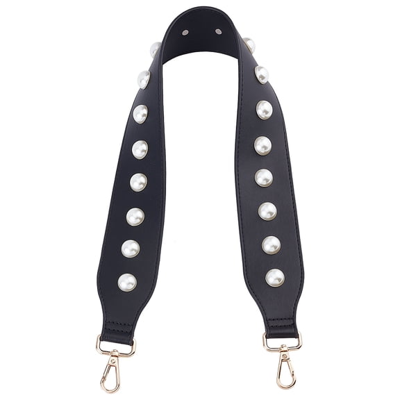 Leather Pearl Handbag Strap 27.5 Inch Leather Purse Strap Replacement Wide Shoulder Strap with Pearl Rivet Clutches Tote Bag Handles