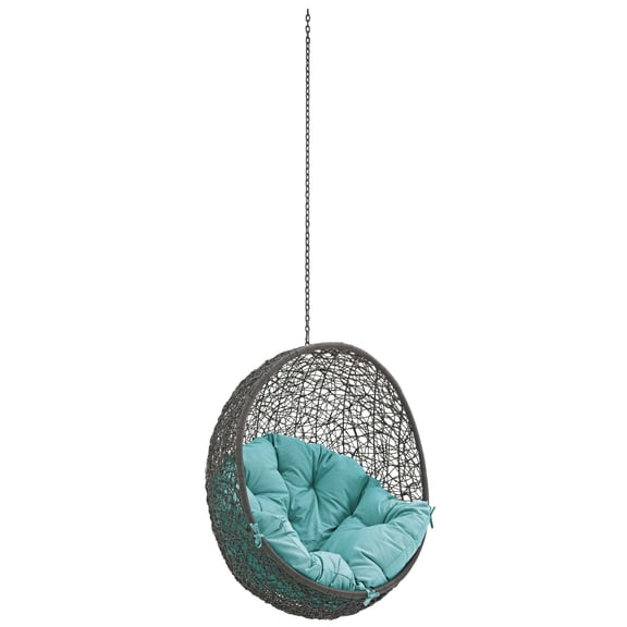 Pemberly Row Modern Metal Outdoor Swing Chair without Stand in Gray/Turquoise
