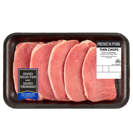 Pork Center Cut Loin Chops Thin Boneless, 5 count, 0.83 - 1.03 lb