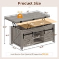 thumbnail image 2 of Frhnenha Lift Top Coffee Table with Hidden Storage Compartment, 4 in 1 Farmhouse Coffee Table with 4 Sliding Barn Doors, Walnut, 2 of 7