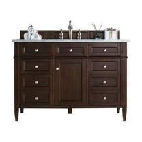 James Martin Vanities 48" Burnished Mahogany Single Vanity w/ 3 CM Eternal Jasmine Pearl Quartz Top