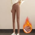 thumbnail image 3 of SGMVNU Lined Leggings for Women Thick Winter Warm Soft High Waisted Tummy Controls Thermal Pants(Coffee, L), 3 of 3