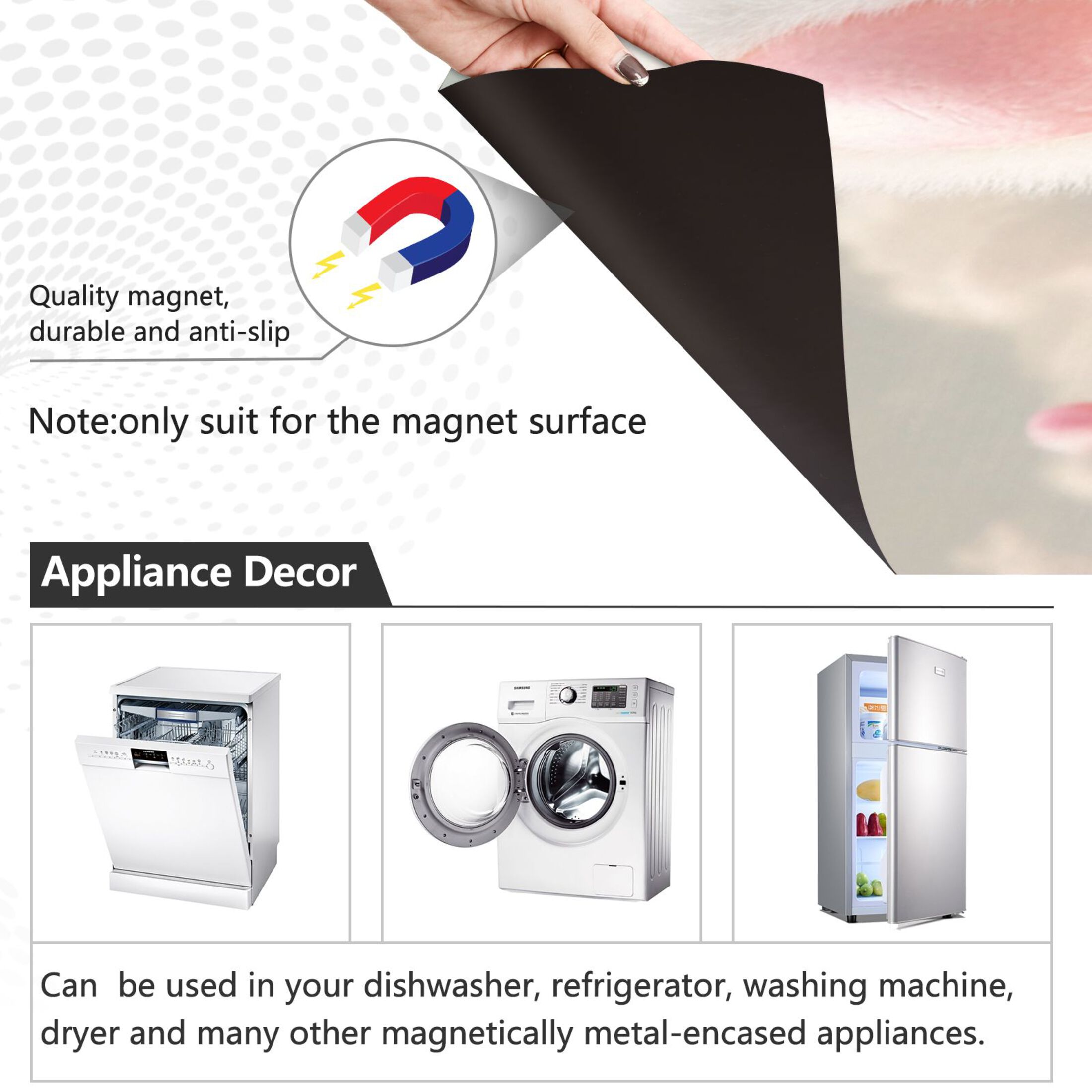 Dishwasher Magnetic Sticker 23x26 Inch Refrigerator Magnetic Sticker Washing Machine Magnetic Sticker Kitchen Panel Magnetic Sticker Home Decor White Cartoon Rabbit
