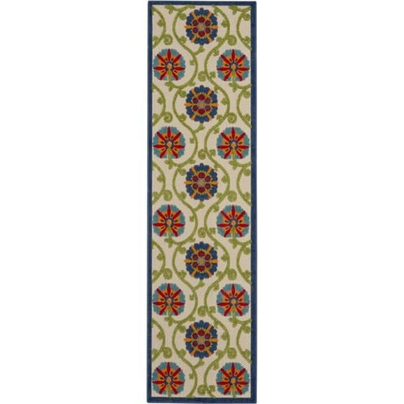 2 x 8 ft. Blue Vines Indoor & Outdoor Runner Rug