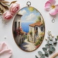 thumbnail image 7 of Canvas Wall Art Italy Town Painting Tuscany Streets Mediterranean Towns Landscape Oval Framed Canvas Prints Vintage Wall Hanging Decor for Home Office Decorations 8.6"x11.4", 7 of 7