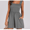 thumbnail image 6 of Women's Summer Casual Smocked Rompers Square Neck Sleeveless Loose Shorts Jumpsuit Beach Vacation Outfits, 6 of 6