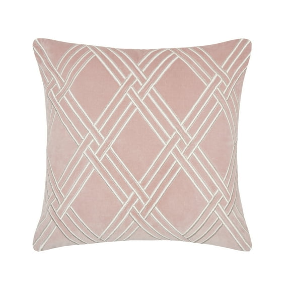 Mavis Rosewood Embroidered Velvet Diamond Accent Throw Pillow, 20" x 20"